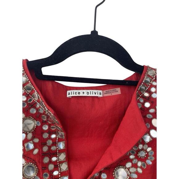 Alice + Olivia Red Mirror Embellished Dress – Women’s S – Boho Festival India - Picture 9 of 9